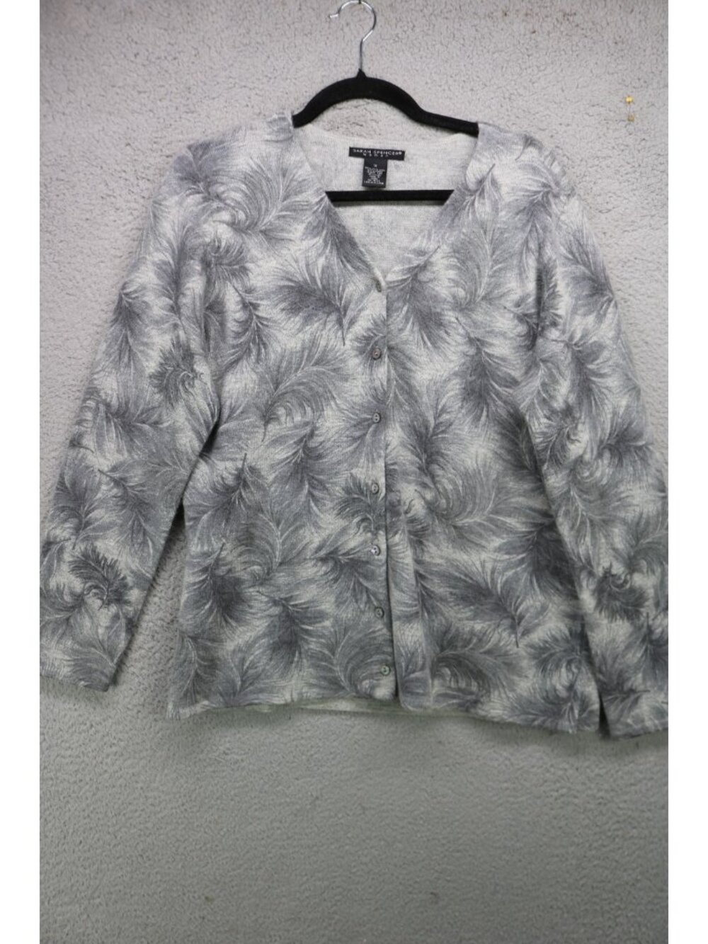 Sarah Spencer Button Down Sweater-1X-Lamb's Wool-Angora Rabbit Hair-Feathers